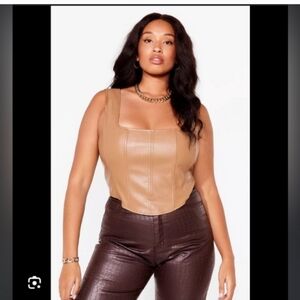 Nasty Gal Tan Faux Leather Crop Top